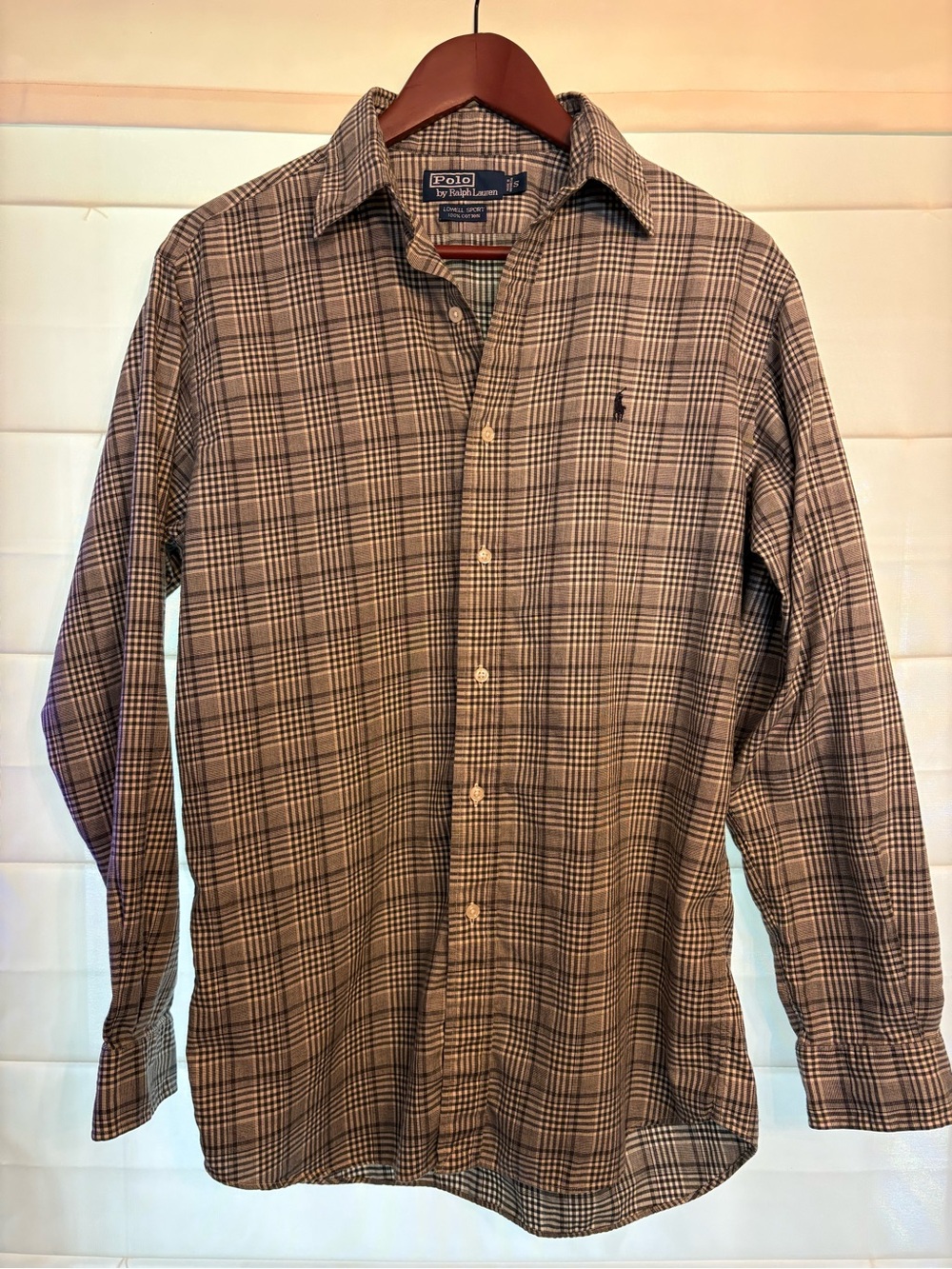 Ralph Lauren Black and White Plaid 100% Cotton Button-Down Shirt